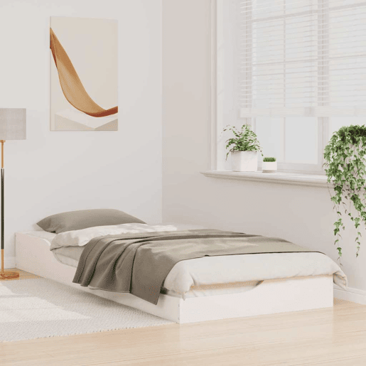 Estrutura de cama de solteiro para adultos - Branco 80 x 220 cm Madeira de Pinheiro Sólida