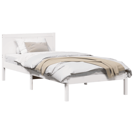 Estrutura de cama de solteiro para adultos - Branco 90 x 190 cm Madeira de pinho maciça