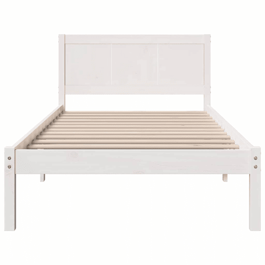 Estrutura de cama de solteiro para adultos - Branco 90 x 190 cm Madeira de pinho maciça
