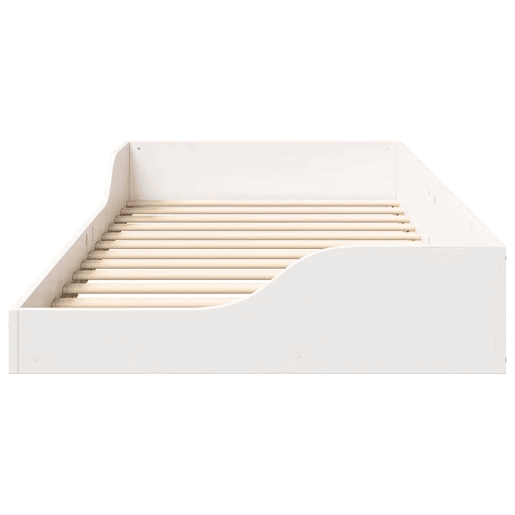 Estrutura de cama de solteiro para adultos - Branco 90 x 200 cm Madeira de Pinheiro Sólida