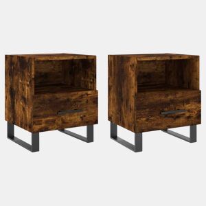 Soluna Home - Mesas de cabeceira Madeira trabalhada e ferro 2 piezas 40 x 35 x 47,5 cm