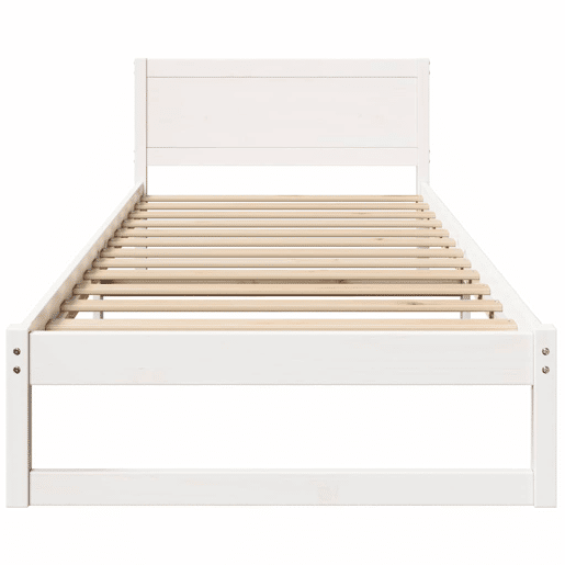 Estrutura de cama de solteiro para adultos - Branco 75 x 190 cm Madeira de Pinheiro Sólida