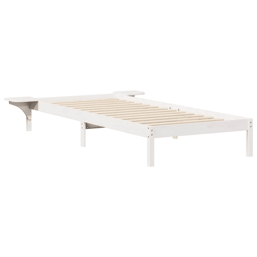 Estrutura de cama de solteiro para adultos com Mesas Laterais Branco 90 x 210 cm