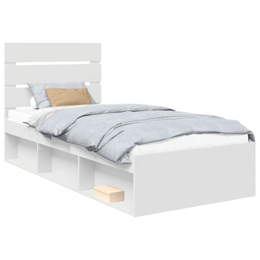 Estrutura de cama de solteiro para adultos - Branco 90 x 200 cm Madeira de Pinheiro Sólida