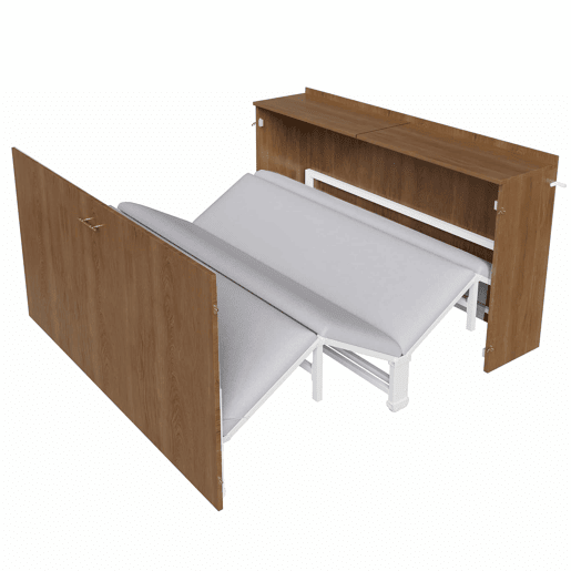 Cama dobrável 140 x 200 cm - estrutura tipo armário extensível com colchão de linho, cama de hóspedes que poupa espaço, estrutura metálica com rodízios silenciosos - madeira Cama dobrável 140 x 200 cm - estrutura tipo armário extensível com colchão de linho, cama de hóspedes que poupa espaço, estrutura metálica com rodízios silenciosos - madeira
