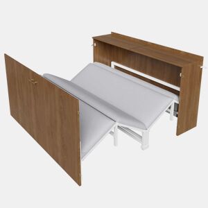 Cama dobrável 140 x 200 cm - estrutura tipo armário extensível com colchão de linho, cama de hóspedes que poupa espaço, estrutura metálica com rodízios silenciosos - madeira
