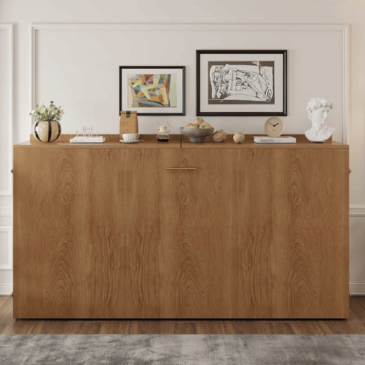 Cama dobrável 140 x 200 cm - estrutura tipo armário extensível com colchão de linho, cama de hóspedes que poupa espaço, estrutura metálica com rodízios silenciosos - madeira Cama dobrável 140 x 200 cm - estrutura tipo armário extensível com colchão de linho, cama de hóspedes que poupa espaço, estrutura metálica com rodízios silenciosos - madeira