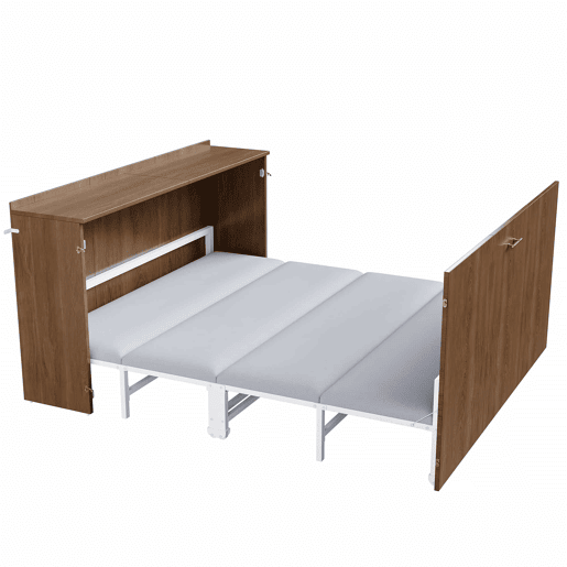 Cama dobrável 140 x 200 cm - estrutura tipo armário extensível com colchão de linho, cama de hóspedes que poupa espaço, estrutura metálica com rodízios silenciosos - madeira Cama dobrável 140 x 200 cm - estrutura tipo armário extensível com colchão de linho, cama de hóspedes que poupa espaço, estrutura metálica com rodízios silenciosos - madeira