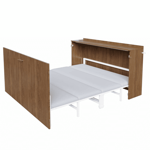 Cama dobrável 140 x 200 cm - estrutura tipo armário extensível com colchão de linho, cama de hóspedes que poupa espaço, estrutura metálica com rodízios silenciosos - madeira Cama dobrável 140 x 200 cm - estrutura tipo armário extensível com colchão de linho, cama de hóspedes que poupa espaço, estrutura metálica com rodízios silenciosos - madeira