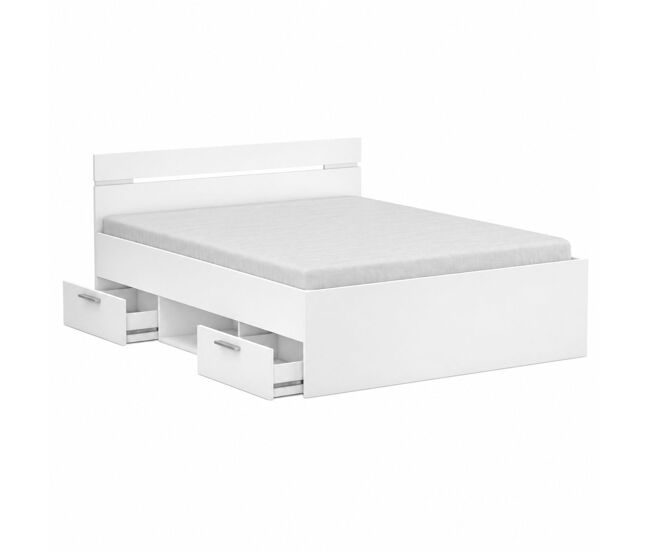 Cama matrimonial con cajones alaska - blanco