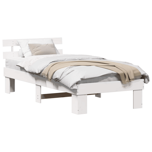 Estrutura de cama de solteiro para adultos - Branco 80 x 200 cm Madeira de Pinheiro Sólida