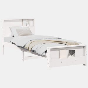 Estrutura de cama de solteiro para adultos - Branco 80 x 200 cm Madeira processada