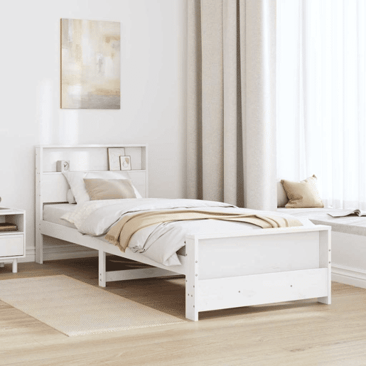 Estrutura de cama de solteiro para adultos - Branco 80 x 200 cm Madeira processada