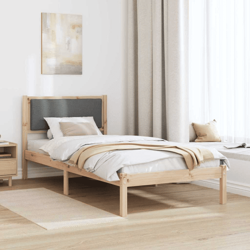 Estrutura de cama de solteiro para adultos com cabeceira Cinza Escuro 90 x 190 cm