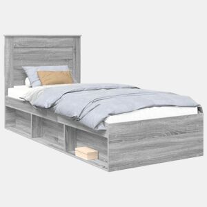 Estrutura de cama de solteiro para adultos com Cabeceira - Cinza Sonoma 100 x 200 cm