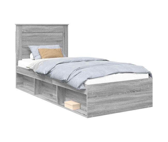 Estructura de cama individual para adultos con cabecera - gris sonoma 100 x 200 cm