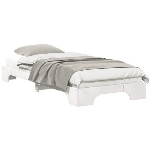 Estrutura de cama de solteiro para adultos - Branco 90 x 220 cm Madeira de Pinheiro Sólida