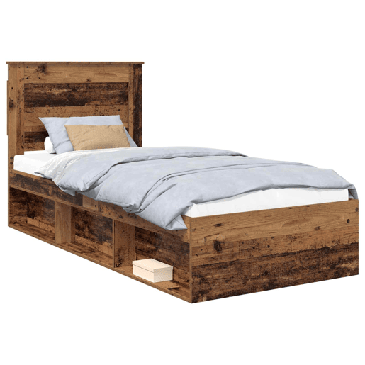 Estrutura de cama de solteiro para adultos com cabeceira Madeira antiga 75 x 190 cm