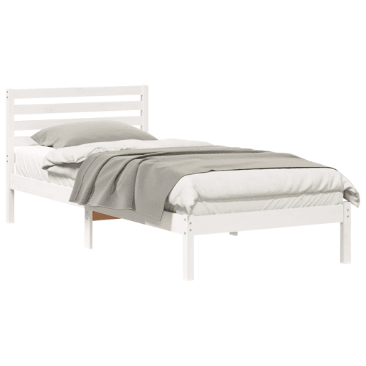 Estrutura de cama de solteiro para adultos - Branco 80 x 210 cm Madeira de Pinheiro Sólida