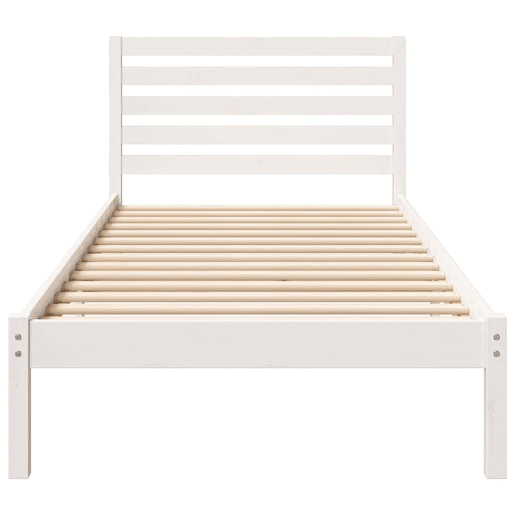 Estrutura de cama de solteiro para adultos - Branco 80 x 210 cm Madeira de Pinheiro Sólida
