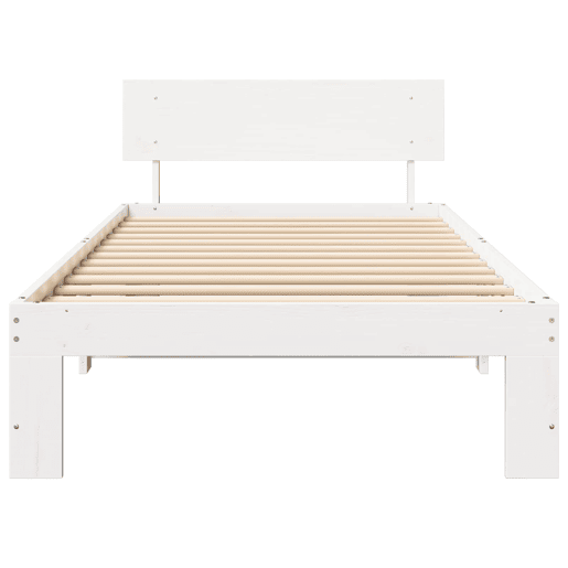 Estrutura de cama de solteiro para adultos - Branco 90 x 200 cm Madeira de Pinheiro Sólida
