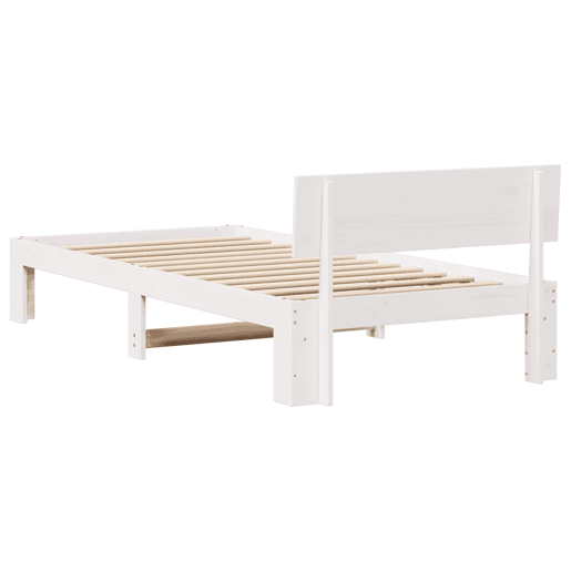 Estrutura de cama de solteiro para adultos - Branco 90 x 200 cm Madeira de Pinheiro Sólida