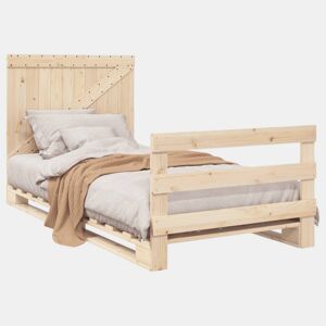 Estrutura de cama de solteiro para adultos com cabeceira 100x200cm pinho maciço