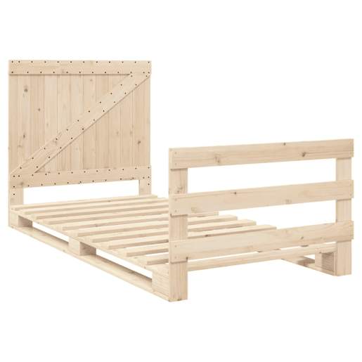 Estrutura de cama de solteiro para adultos com cabeceira 100x200cm pinho maciço