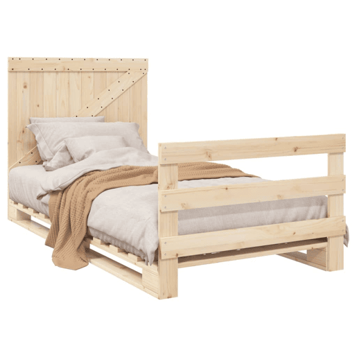 Estrutura de cama de solteiro para adultos com cabeceira 100x200cm pinho maciço