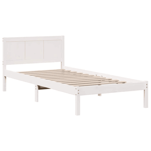 Estrutura de cama de solteiro para adultos - Branco 80 x 200 cm Madeira de pinho maciça