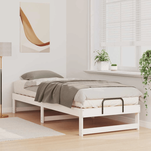 Estrutura de cama de solteiro para adultos - Branco 80 x 200 cm Madeira de Pinheiro Sólida