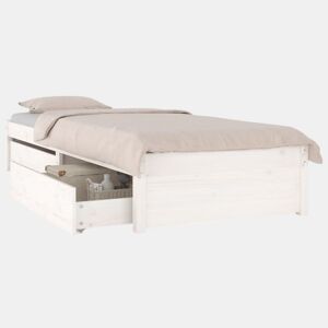 Estrutura de cama de solteiro para adultos de solteiro pequena c gavetas 75x190 cm branco