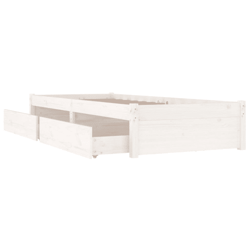 Estrutura de cama de solteiro para adultos de solteiro pequena c gavetas 75x190 cm branco Estrutura de cama de solteiro para adultos de solteiro pequena c gavetas 75x190 cm branco