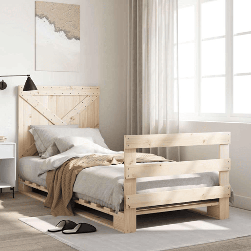 Estrutura de cama de solteiro para adultos com cabeceira 90x200 cm pinho maciço Estrutura de cama de solteiro para adultos com cabeceira 90x200 cm pinho maciço