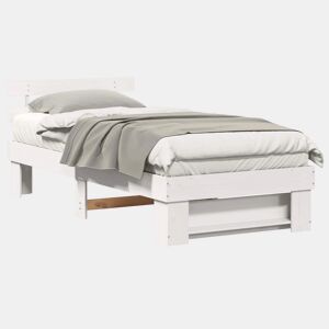 Estrutura de cama de solteiro para adultos - Branco 90 x 190 cm Madeira de Pinheiro Sólida
