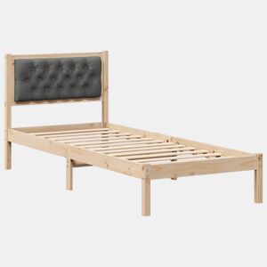 Estrutura de cama de solteiro para adultos com cabeceira Cinza Escuro 90 x 200 cm
