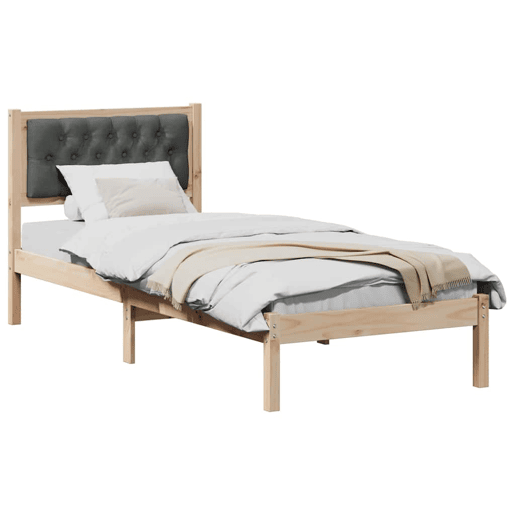 Estrutura de cama de solteiro para adultos com cabeceira Cinza Escuro 90 x 200 cm