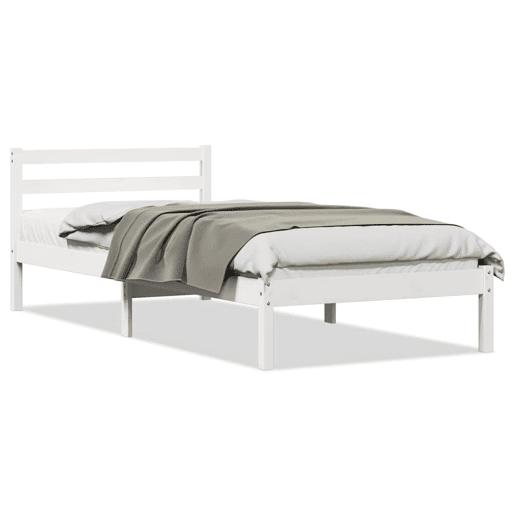 Estrutura da Cama com cabeceira Branco 215,5 x 105,5 x 69,5 cm