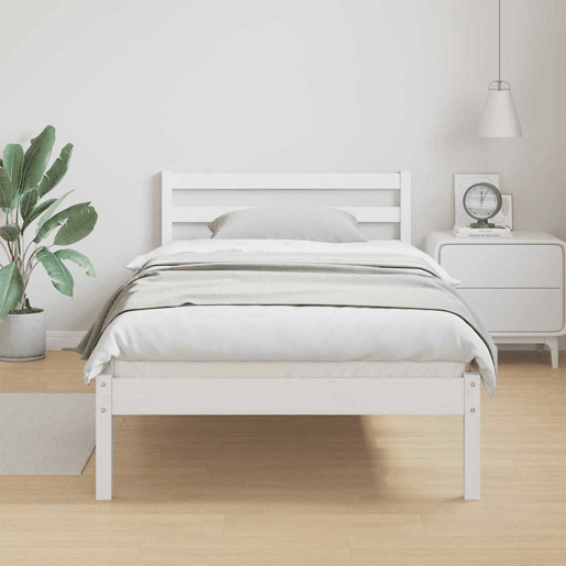 Estrutura da Cama com cabeceira Branco 215,5 x 105,5 x 69,5 cm
