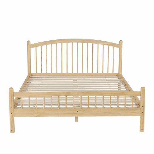 Cama individual 140x200 - Madeira maciça, design minimalista, cabeceira clássica em treliça, base de colchão estável - Natural Cama individual 140x200 - Madeira maciça, design minimalista, cabeceira clássica em treliça, base de colchão estável - Natural