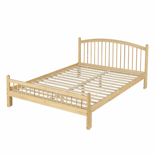Cama individual 140x200 - Madeira maciça, design minimalista, cabeceira clássica em treliça, base de colchão estável - Natural Cama individual 140x200 - Madeira maciça, design minimalista, cabeceira clássica em treliça, base de colchão estável - Natural