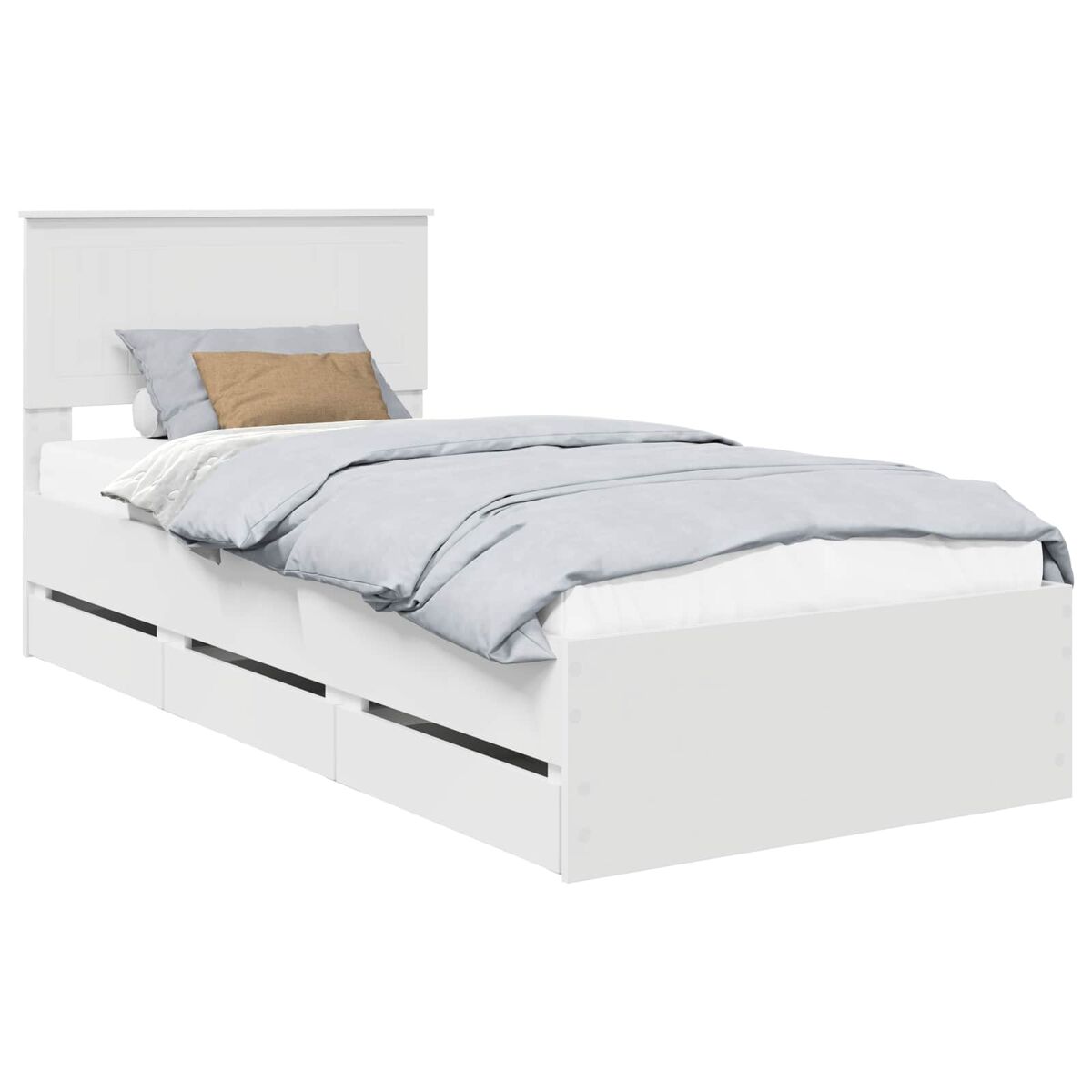 Estructura de cama individual para adultos con cajón 90 x 190 cm madera ingenieril