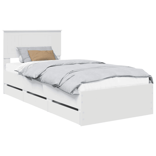 Estrutura de cama de solteiro para adultos Branco 90 x 190 cm Madeira de Engenharia
