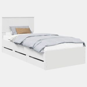 Estrutura de cama de solteiro para adultos Branco 90 x 190 cm Madeira de Engenharia