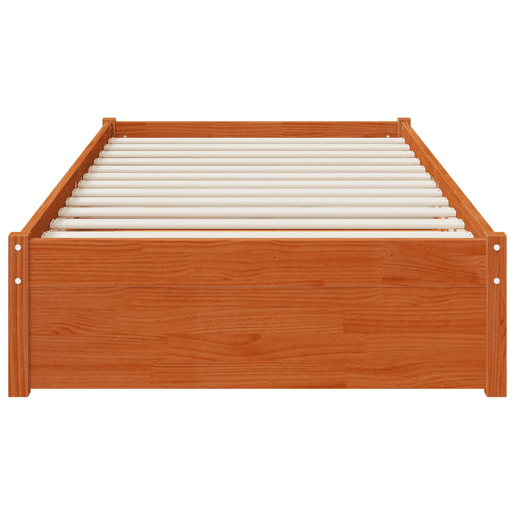 Estrutura de cama de solteiro para adultos com gaveta 3 pcs Marrom Cera Madeira de pinho