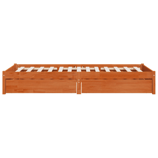 Estrutura de cama de solteiro para adultos com gaveta 3 pcs Marrom Cera Madeira de pinho