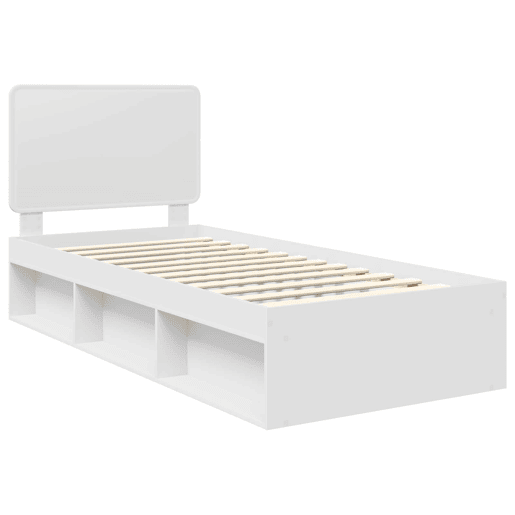 Estrutura de cama de solteiro para adultos com Cabeceira - Branco 100 x 200 cm