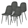 MEUBLES COSY Conjunto de 4 Cadeiras de Jantar em Linho, Pés Metálicos com Revestimento em Pó, Estilo Escandinavo, Sem Apoios de Braços, Gris Medio