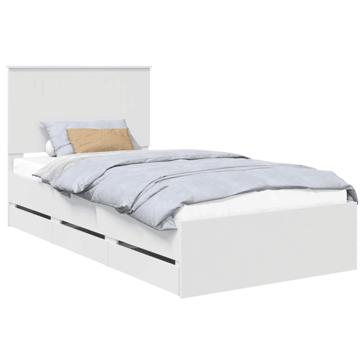Estrutura de cama de solteiro para adultos - Branco 100 x 200 cm Madeira de Engenharia