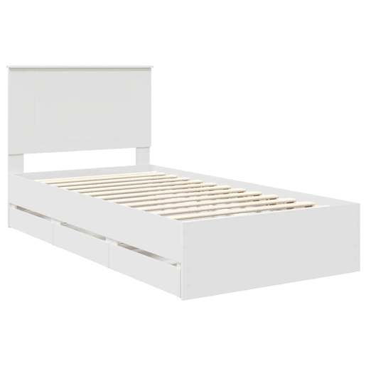 Estrutura de cama de solteiro para adultos - Branco 100 x 200 cm Madeira de Engenharia